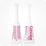 Conceive Plus Fertility Lubricant (8x4g Pre-filled Applicators) close-up of two single-use applicators, one showing front label with branding and dosage, and other displaying back text instructions in fine pink print, both standing upright on a clean white background.